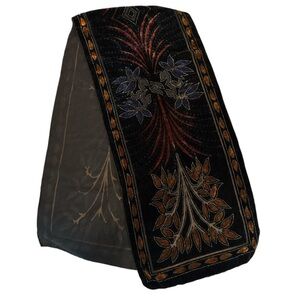 Vintage Silk & Velvet Burnout Glitzy Black Multi Scarf